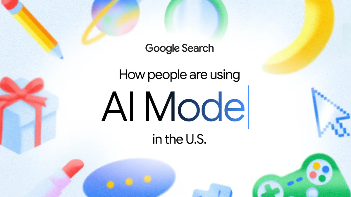 Google AI Mode 使用行為資訊圖，呈現文字、語音與圖片等多元互動方式