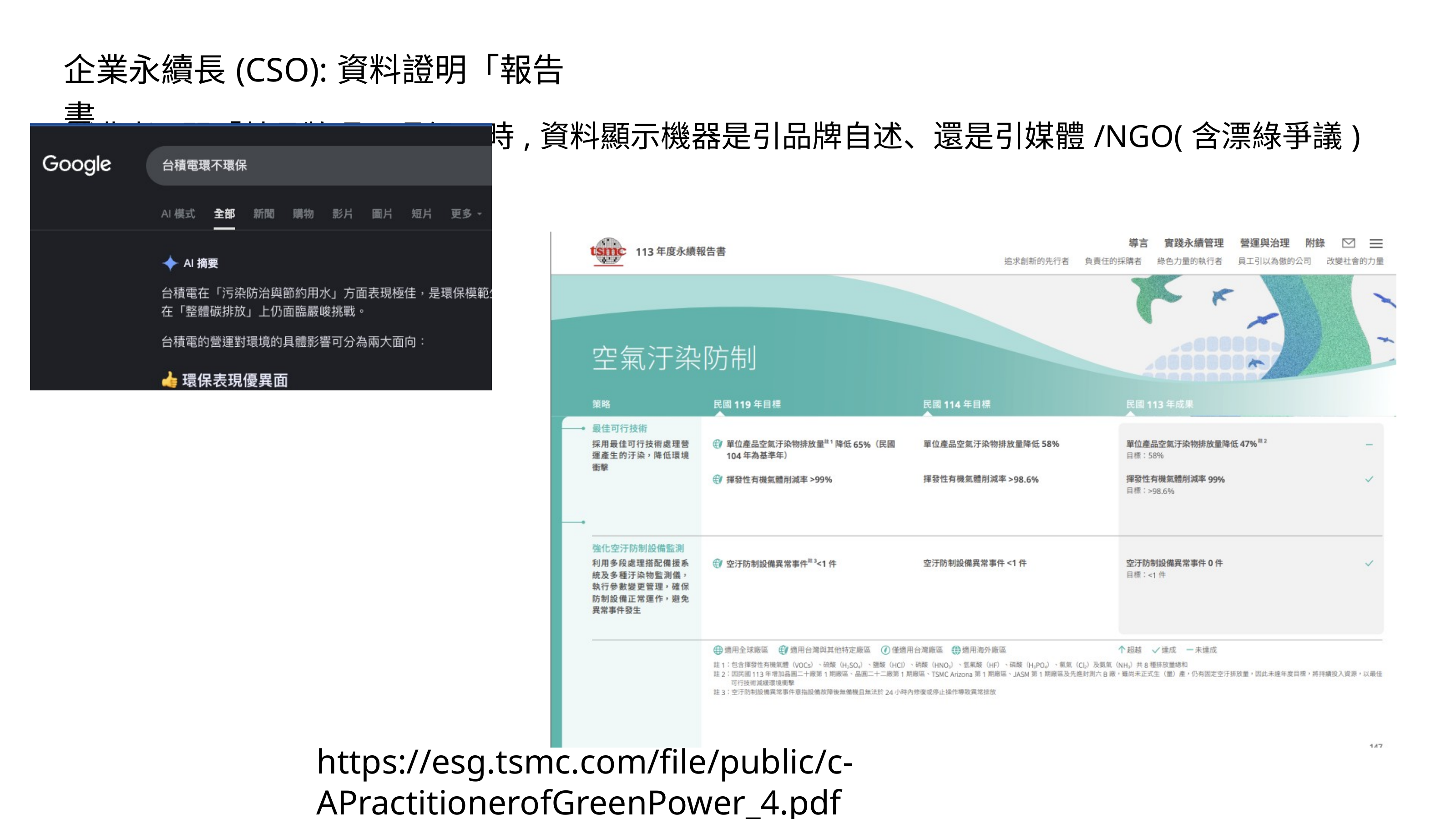 台積電永續報告書空氣污染防治相關內容